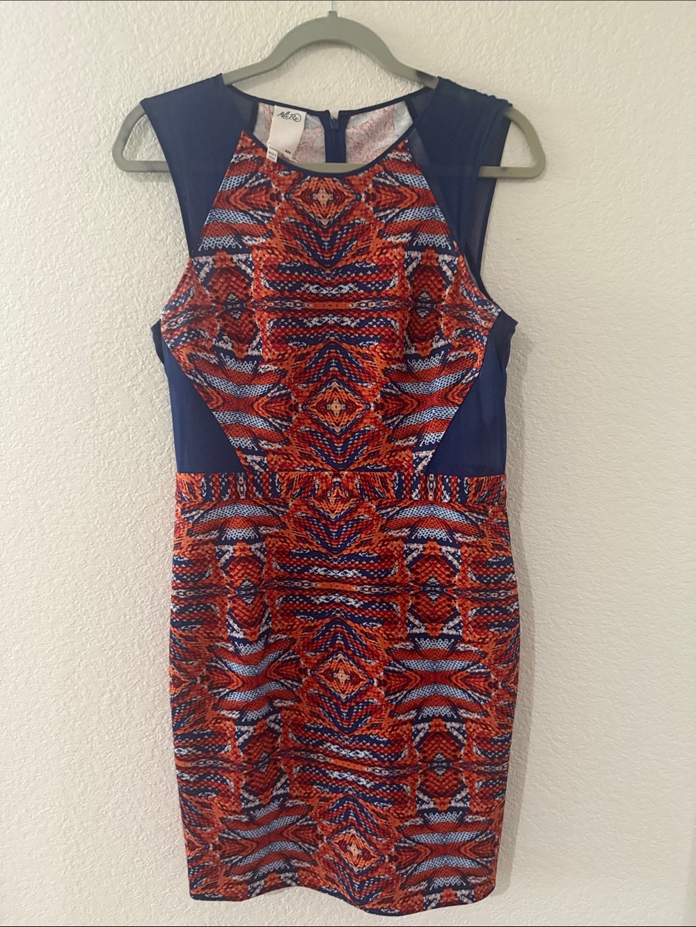 Sleeveless Mini Dress in Orange and Navy